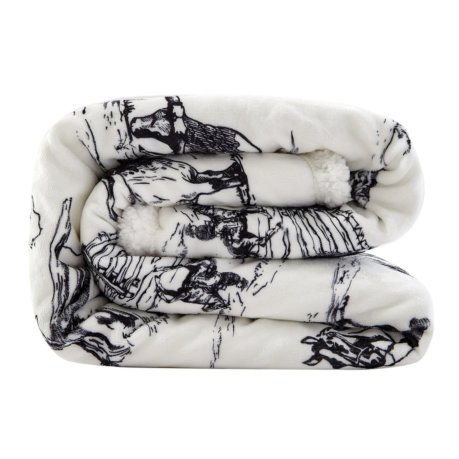Ranch Life Western Toile Campfire Sherpa Throw CF2138TH-OS-BK