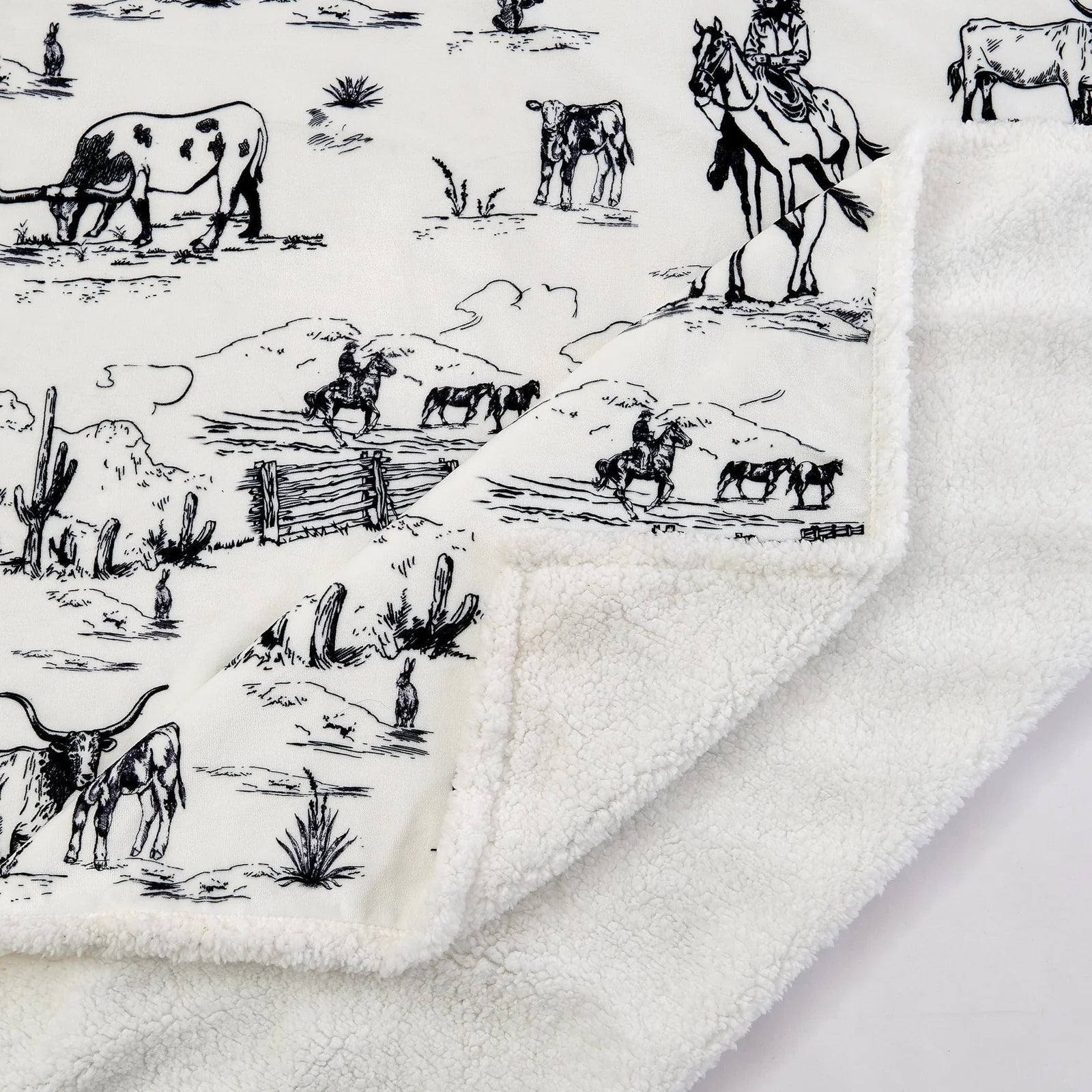 Ranch Life Western Toile Campfire Sherpa Throw CF2138TH-OS-BK