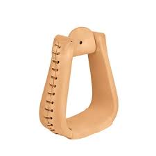Natural Leather Covered Stirrups, Overshoe Roper  30-0752