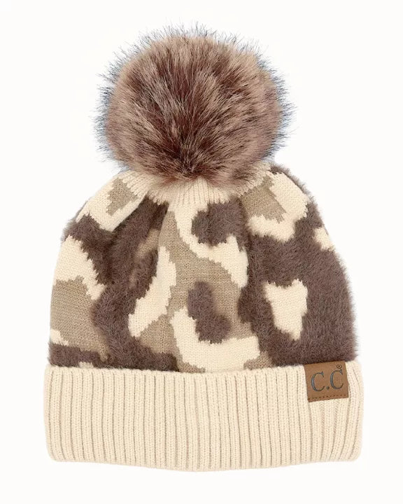 CC Chenille Camo Abstract Print Beanie  HAT-4005