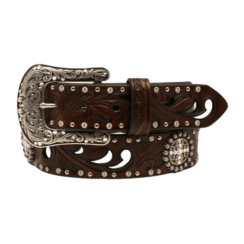 Ariat Women's Brown Cross Concho Embossed Leather Belt A1518602