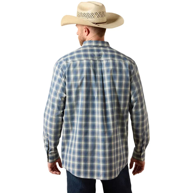 Men's Ariat Key Largo Blue Plaid Pro Series Scottie Classic Fit Shirt 10073565