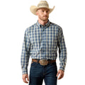 Men's Ariat Key Largo Blue Plaid Pro Series Scottie Classic Fit Shirt 10073565