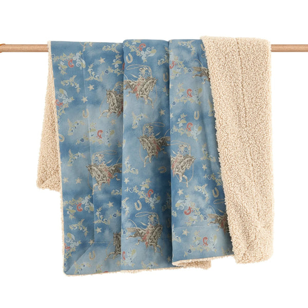 Lee Western Washed Denim Teddy-Backed Throw TP2483TH-OS-BL