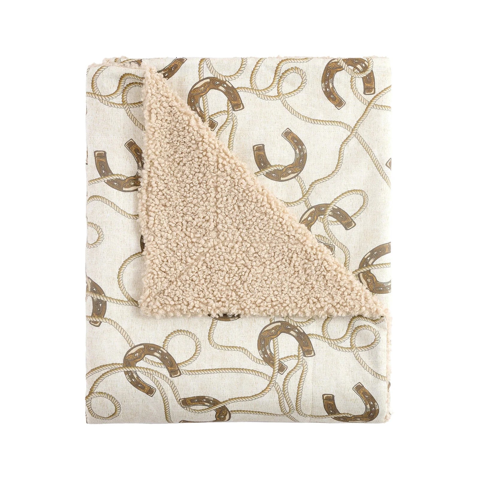 Pierre Equestrian Cotton Sateen Teddy-Backed Throw TP2486TH-OS-OC
