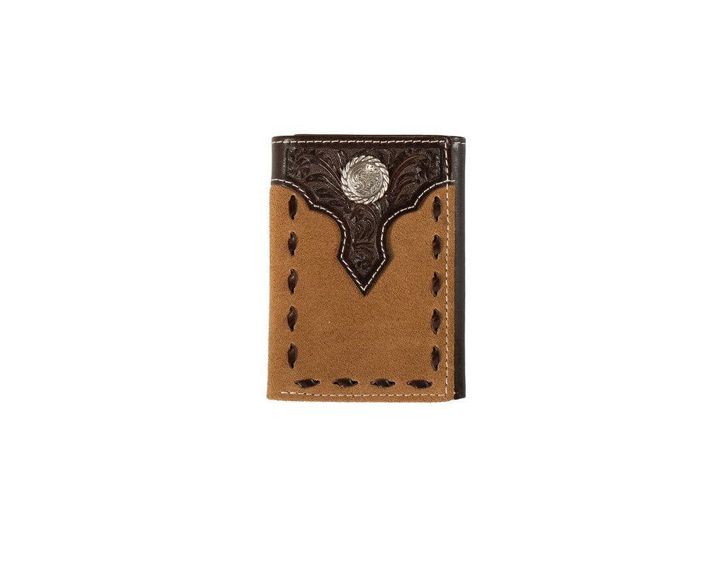 Nocona Western Wallet Mens Trifold Roughout Floral Tan N500045908
