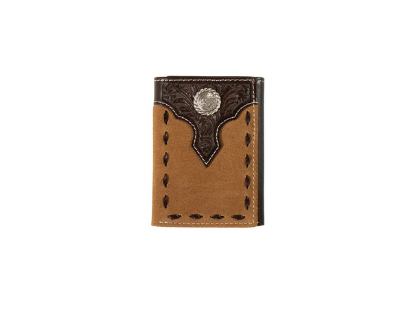 Nocona Western Wallet Mens Trifold Roughout Floral Tan N500045908