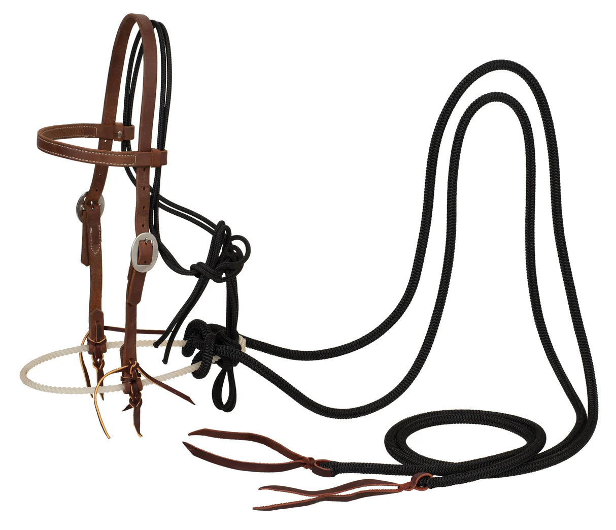 Loping Hackamore Leather Headstall with Mecate Rein 30002-20