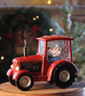 Red Tractor With Santa With Swirling Glitter Spinning Water Lantern - 76874