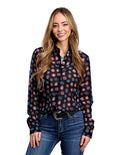 Roper Western Shirt Womens L/S Concho Black 03-050-0590-3031