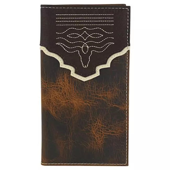 Tony Lama Western Mens Rodeo Wallet Leather Steer Head Stitch Brown 24025566W5 Tony Lama Western Mens Rodeo Wallet Leather Steer Head Stitch Brown 24025566W5