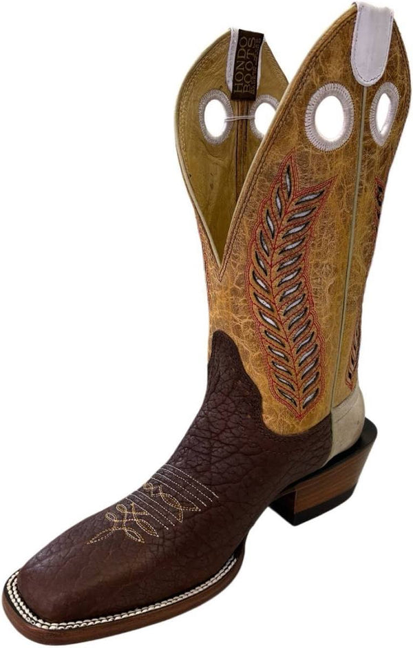 HONDO BOOTS MEN'S BULLHIDE WESTERN BOOTS - BROAD SQUARE TOE 2508