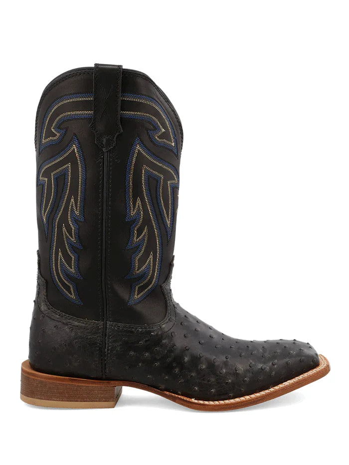Twisted X MRSL045 Mens Ruff Stock Square Toe Ostrich Boot Black