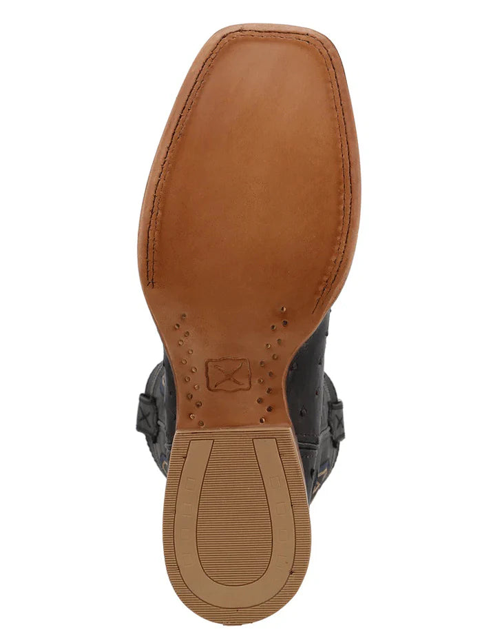 Twisted X MRSL045 Mens Ruff Stock Square Toe Ostrich Boot Black