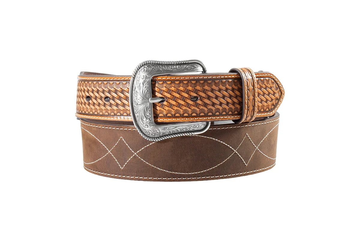 3D BELT CO MEN'S BASKET WEAVE BOOT STITCH BELT D100021447