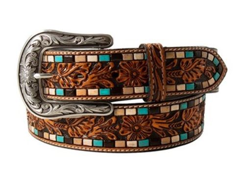 Women's Nocona Floral Tooled Painted Belt N320007102